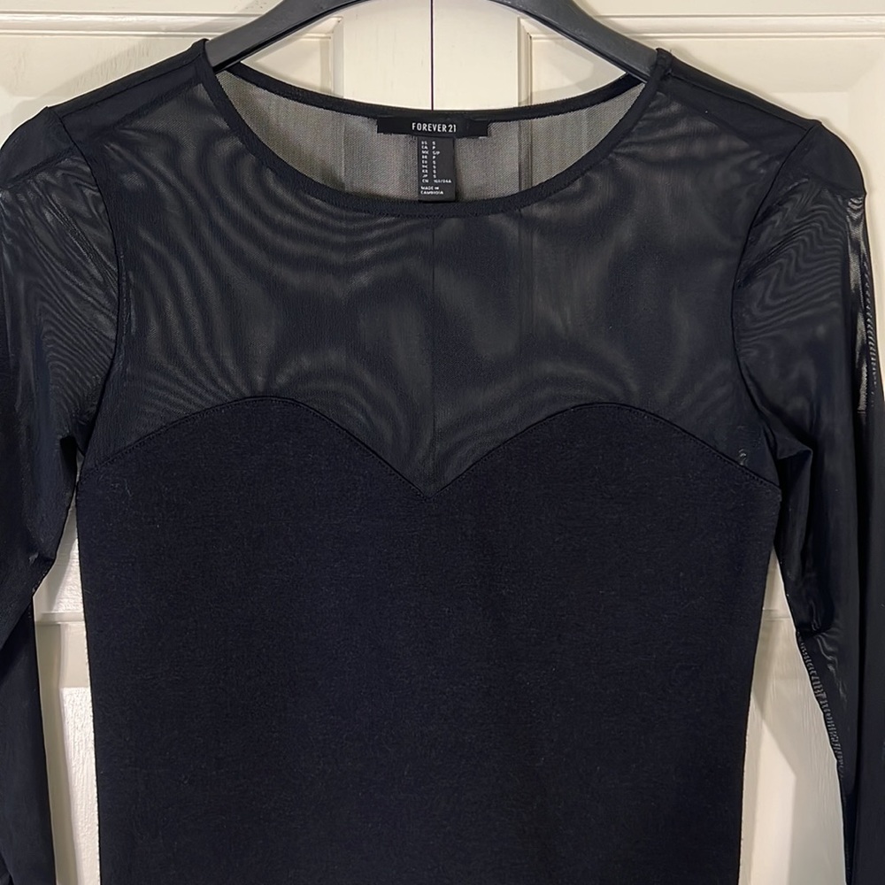 Forever 21 Sheer Sweetheart Black Crop Top
